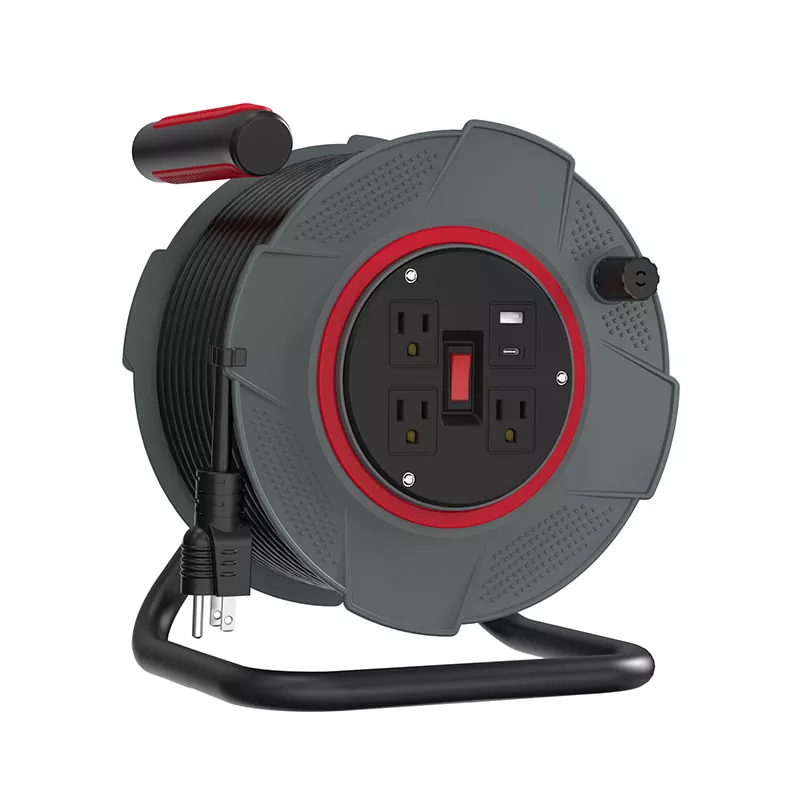 3outlets Usb Plastic Cord Reel 80ft